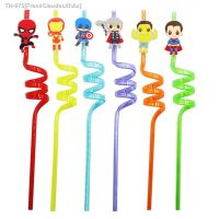 ✙❀✿ 6pcs Reusable Superhero Straw Plastic Drinking Straws For Kids Boy Birthday Party Decorations Baby Shower Avenger Party Supplies