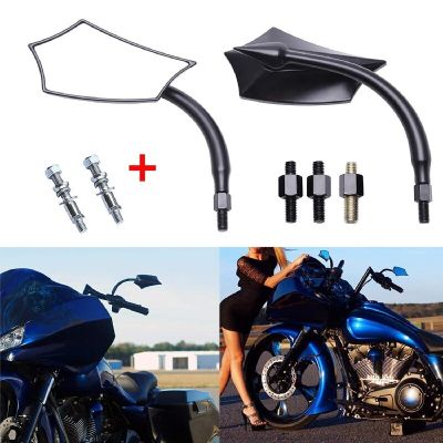 2Pcs Black Side Mirrors Aluminum Rear View Mirror Accessories Fit For Harley Touring Street Glide Road King Sportster XL Mirrors