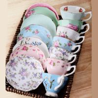 Bone China Coffee Cup Spoon Saucer Set English afternoon Tea cup Coffeeware 170ml Porcelain Cup and Saucer for Coffee