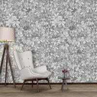 เปลือกใบสีเทาและติดวอลล์เปเปอร์หนาแน่นส่วนตัวป้องกันความเสี่ยงสีเขียว Self Adhesive Wallpaper กันน้ำเครื่องตกแต่งฝาผนังวอลเปเปอร์ห้องนอน