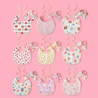 【CC】 9Sets/Lot Fruit Baby Bibs Ealstic Hair Bands Bow Headband Saliva Burp Boy Feeding