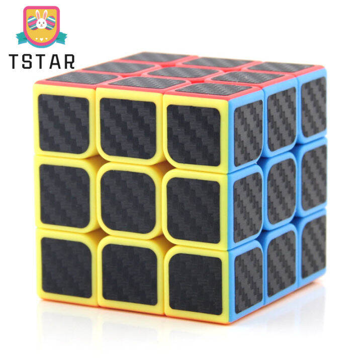 ts-ready-stock-3x3-magic-cube-สติ๊กเกอร์คาร์บอนไฟเบอร์-smooth-speed-cube-children-decompression-puzzle-toys-cod