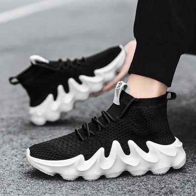 Sock Sneakers Shoes for Men Lace-up Casual Soft Breathable Mesh Jogging Flat Training Running Sport 2021 INS Homme Chaussures