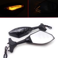 Motorcycle Black LED Integrated Turn Signal Rearview Mirrors For Kawasaki Ninja 250 636 ZX6R ZX10R