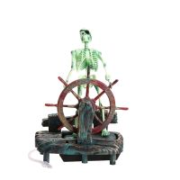 Resin Pirate Skull Captain Aquarium Decorations Landscape Skeleton Wheel Action Fish Tank Statue Ornament Aquarium Decoration