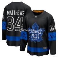 ✲❏ g40349011chao 037A Qy NHL Toronto Maple Leafs Auston Matthews Black Jersey Hockey Tshirts แขนยาวแฟนกีฬาเสื้อพลัสไซซ์