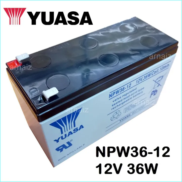 Yuasa UPS Battery 12V 7.2Ah NPW36-12 12 Volts 36 Watts 7.2 Ampere 36W ...