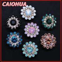 CAIOHUA 10PCS 14mm ตัดเย็บเสื้อผ้า ก้นเหล็ก รูปดอกไม้ หินแก้วคริสตัล ปุ่ม Rhinestone ตกแต่งเสื้อผ้า เครื่องประดับหมวก