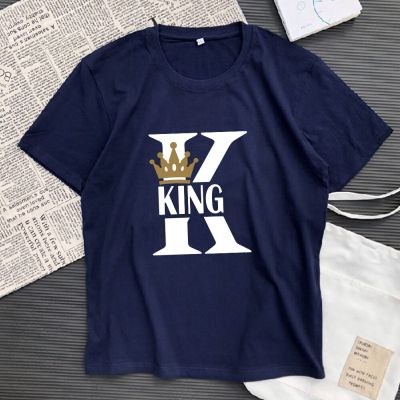 King Queen Printing T Shirt Couple Clothing Cotton Tee Tshirts Clothes Print