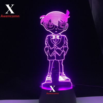 Detective Conan Case Japanese Anime Lamp Remote Base 3D Table Lamp Plug In Anime Light Room Decor Led Table Light