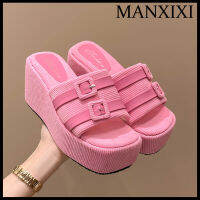 MANXIXI ลิ่มแฟชั่นสำหรับผู้หญิง2.75นิ้วรองเท้าแตะที่มีสีสันสวย (ขนาด35-40)