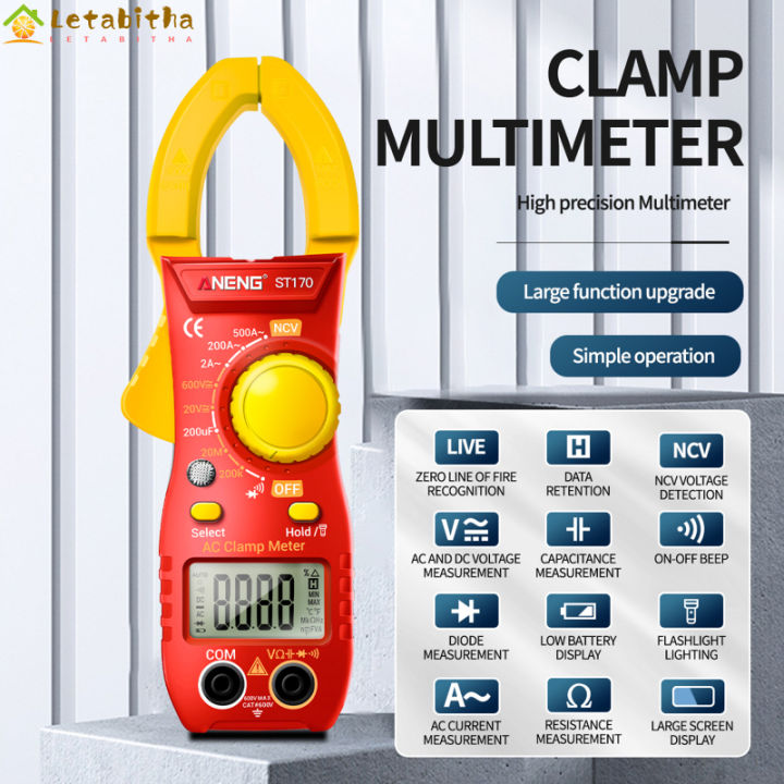 letabitha-st170มัลติมิเตอร์แบบดิจิทัลแคลมป์มิเตอร์500a-ไฟฟ้ากระแสสลับ-ac-dc-เครื่องทดสอบแรงดันไฟฟ้า1999นับความจุการตรวจจับ-ncv-ohm