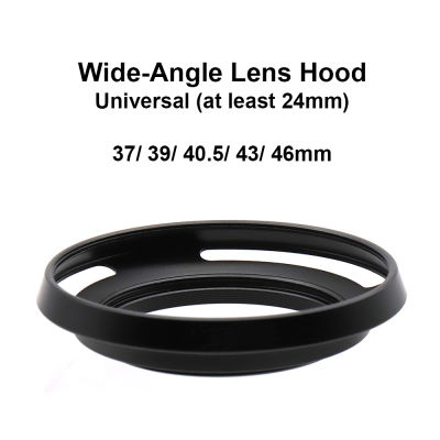 37/39/40.5/43/46 มม.สกรูโลหะ-Vented Lens Hood สำหรับเลนส์มุมกว้าง (อย่างน้อย 24 มม.) Universal Black อุปกรณ์เสริมการถ่ายภาพ-Yrrey