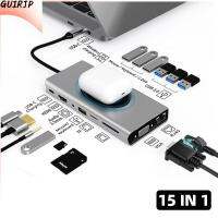 เครื่องอ่านการ์ดชาร์จ RJ45 Girjp อะแดปเตอร์อีเทอร์เน็ต PD HDMI VGA USB 4K ชนิด C ชาร์จไร้สายแท่นวางมือถือ