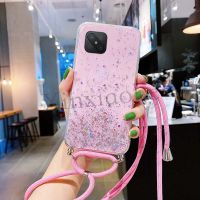 （A Boutique）เคสโทรศัพท์สำหรับ OPPO Reno 4Z สไตล์ Lanyard Bling Glitter Soft Tpu ฝาครอบโปร่งใส5G