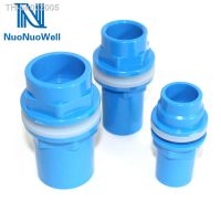 ☸ NuoNuoWell 20/25/32/40mm Blue BulkHead Aquarium Marine Pipe Fitting Connector Waterproof PVC Connector Water Tank Outlet