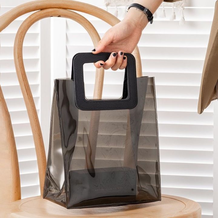 pvc-transparent-handbag-valentines-day-gift-black-gift-bag-plastic-packaging-gift-companion-gift-ins-wind-waterproof-may