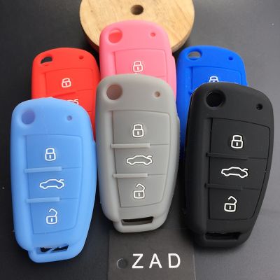 dfthrghd ZAD Silicone Car Key Cover Case Holder Protector shell skin for Audi Sline A3 A5 Q3 Q5 A6 C5 C6 A4 B6 B7 B8 TT 80 S6 Auto key