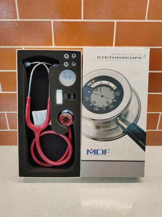 หูฟังทางการแพทย์-stethoscope-ยี่ห้อ-mdf740-pulse-time-สีเลือดหมู-color-napa-mdf740-17
