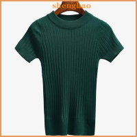 shenghao ฤดูใบไม้ผลิผู้หญิง bottoming เสื้อกันหนาวรอบคอแข็งบางถัก Tops เสื้อนุ่ม