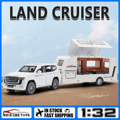 KLT 1:32 Land Cruiser LC300คาราวานโลหะ Diecast ของเล่นอัลลอยโมเดลรถยนต์รถบรรทุกสำหรับยานพาหนะ Kids Toys งานอดิเรกของสะสม