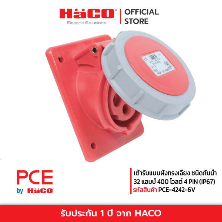 pce-เต้ารับแบบฝังทรงเฉียง-ชนิดกันน้ำ-32-แอมป์-400-โวลต์-4-pin-ip67-รุ่น-pce-4242-6v