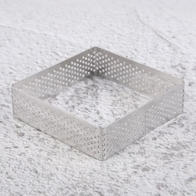 Perforated Tart Ring Stainless Steel Tartlet Molds Square Shape Mould Cake Circle French Pastry Baking Tool, 5 Pack