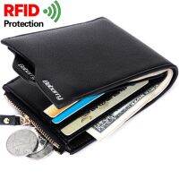 RFID Theft Protect Coin Bag Zipper Men Wallets with Pocket ID Blocking Mini Slim Wallet Automatic Pop up Credit Card Coin Purse