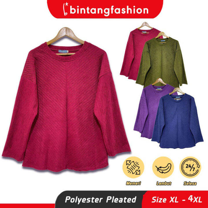 Bintang Fashion Blouse Ironless Muslimah Pleated Lengan Panjang Saiz