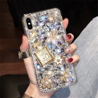 [สินค้าใหม่ในสต็อก] หรูหราเพชรเพชร Rhinestone ดอกไม้กรณีสำหรับ iPhone 13 11 14 Pro MAX X XS MAX XR 7 8บวก SE3 12 Pro โทรศัพท์กรณีมุกคริสตัล