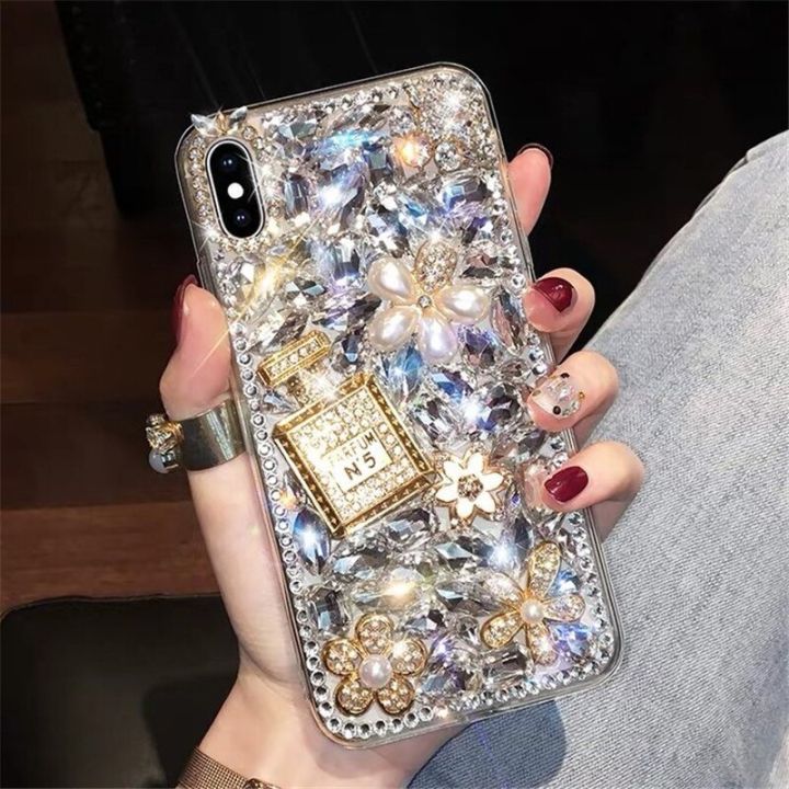 สินค้าใหม่ในสต็อก-หรูหราเพชรเพชร-rhinestone-ดอกไม้กรณีสำหรับ-iphone-13-11-14-pro-max-x-xs-max-xr-7-8บวก-se3-12-pro-โทรศัพท์กรณีมุกคริสตัล