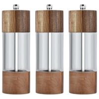 3X Pepper Grinder Transparent Pepper Mill Salt Grinding Ceramic Core Multipurpose Seasoning Bottle Cruet 6 Inches