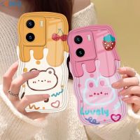 เคสสำหรับ VIVO Y27 Y36 Y02 Y16 V25E V27E Y22S Y35 Y01 Y21T Y21S Y33S Y12 Y19 Y15 Y17 Y30 Y50 Y11 Y12S Y12A Y15S Y15A Y20S Y91C กราฟฟิตีหมีและกระต่ายขอบโค้งโทรศัพท์เคสโทรศัพท์กันกระแทก