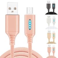 Auto Cut-off Fast Charging Nylon ided Cable Smart LED Light Type-C Lighting Micro-usb Data Cable