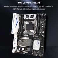 X99มาเธอร์บอร์ด E8I LGA2011-3 V4 V3เมนบอร์ดคอมพิวเตอร์เดสก์ท็อป DDR4 NVME M.2 + NGFF M.2 WiFi บลูทูธ PCI-E 16X 4X USB3.0 SATA3.0