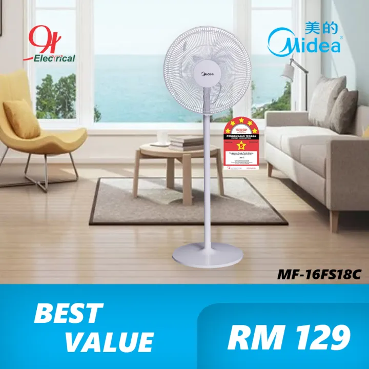 Midea 16 Inch 5 Star Energy Saving Stand Fan Mf 16fs18c Wt Lazada