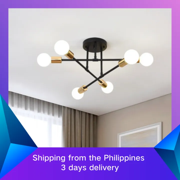 Ceiling Light Modern Industrial Style 6 Minimalist Wrought Iron Lamp Led Nordic - Ceiling Pendant Sizes Philippines
