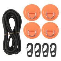 Pad Eye Cord Kit,D-Ring Patch+Bungee Shock Cord+Hooks-Deck Lashing Ring with Plate for Boat Kayak Accessories