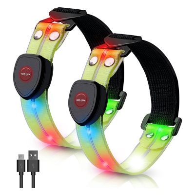 2 Pcs Running Lights USB Rechargeable LED Armband,Night Safety Reflective Gear,for Cycling,Dog Hiking,Night Walking