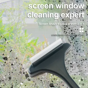 2 In 1 Glass Window Wiper Cleaner Squeegee Mesh Screen Mirror Home