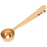 Gold Stainless Steel Coffee Scoop with Bag Seal Clip for Coffee, Milk Powder, Tea, Oatmeal (2 Pack)