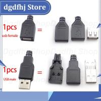 Dgdfhj Shop 50pcs 5V USB Type A male Female DIY 4Pin Plug Socket USB Connector Plug Adapter 4Pin Plastic Cover Solder Type A 2.0