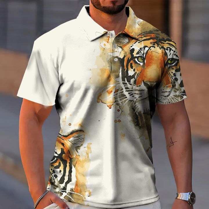 animal-polo-shirt-ferocious-tiger-3d-printing-summer-short-sleeve-top-fashion-streetwear-breathable-oversized-man-clothing