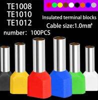 100PCS TE1008 TE1010 TE1012 ouble pipe 1.0MM² cold pressed end double line tube shaped insulated tubular terminal Electrical Circuitry  Parts