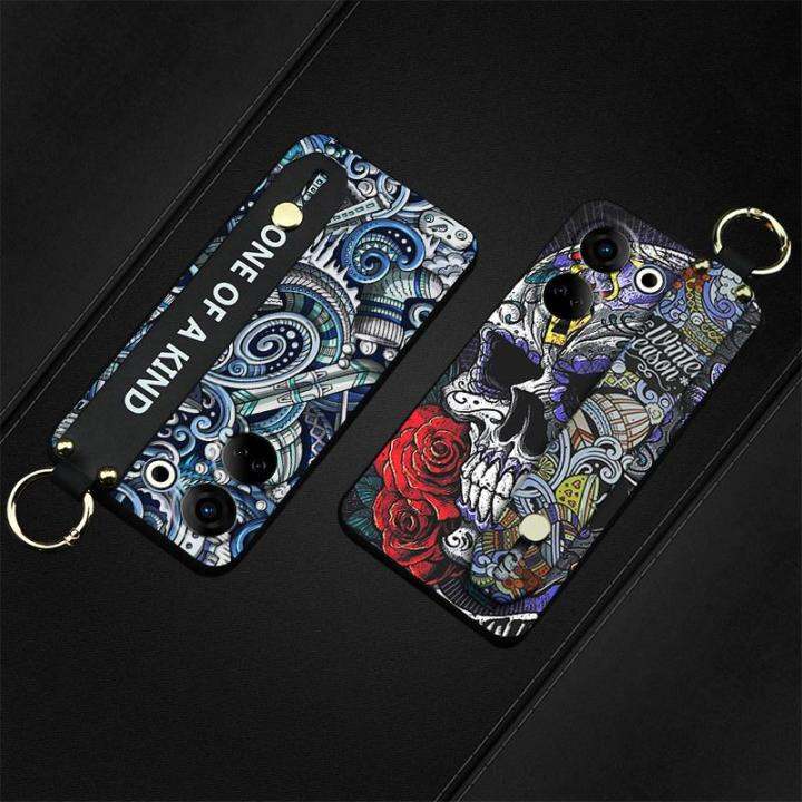 cartoon-wrist-strap-phone-case-for-tecno-camon20-pro-4g-ck7n-tpu-dirt-resistant-original-graffiti-cover-wristband-cute