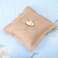 18*18ซม. แหวนแต่งงานหมอนเบาะ Burlap แหวนเบาะ Rustic Hessian แหวน Bearer หมอนเบาะเจ้าสาวแหวนหมอน