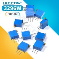 5pcs 3296W 50 100 200 1K 2K 5K 10K 20K 50K 100K 200K 500K 1M ohm Multiturn Trimmer Potentiometer High Precision VariableResistor