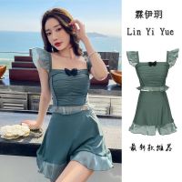 2022 new split swimsuit female super fairy ins student skirt forest style hot spring small chest girl swimsuit