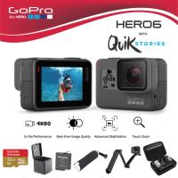 GoPro Hero 6 Black พร้อมเมมโมรี่ 32 GB, แบตเตอรี่และแท่นชาร์จ KingMa , ทุ่นลอยน้ำ, ไม้เซลฟี่ Oem 3 way และ กระเป๋ากันกระแทก