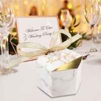 【YF】✙❉۩  Our Warm Marble Wedding Favor Boxes Gold Hexagonal Chocolate Treat with